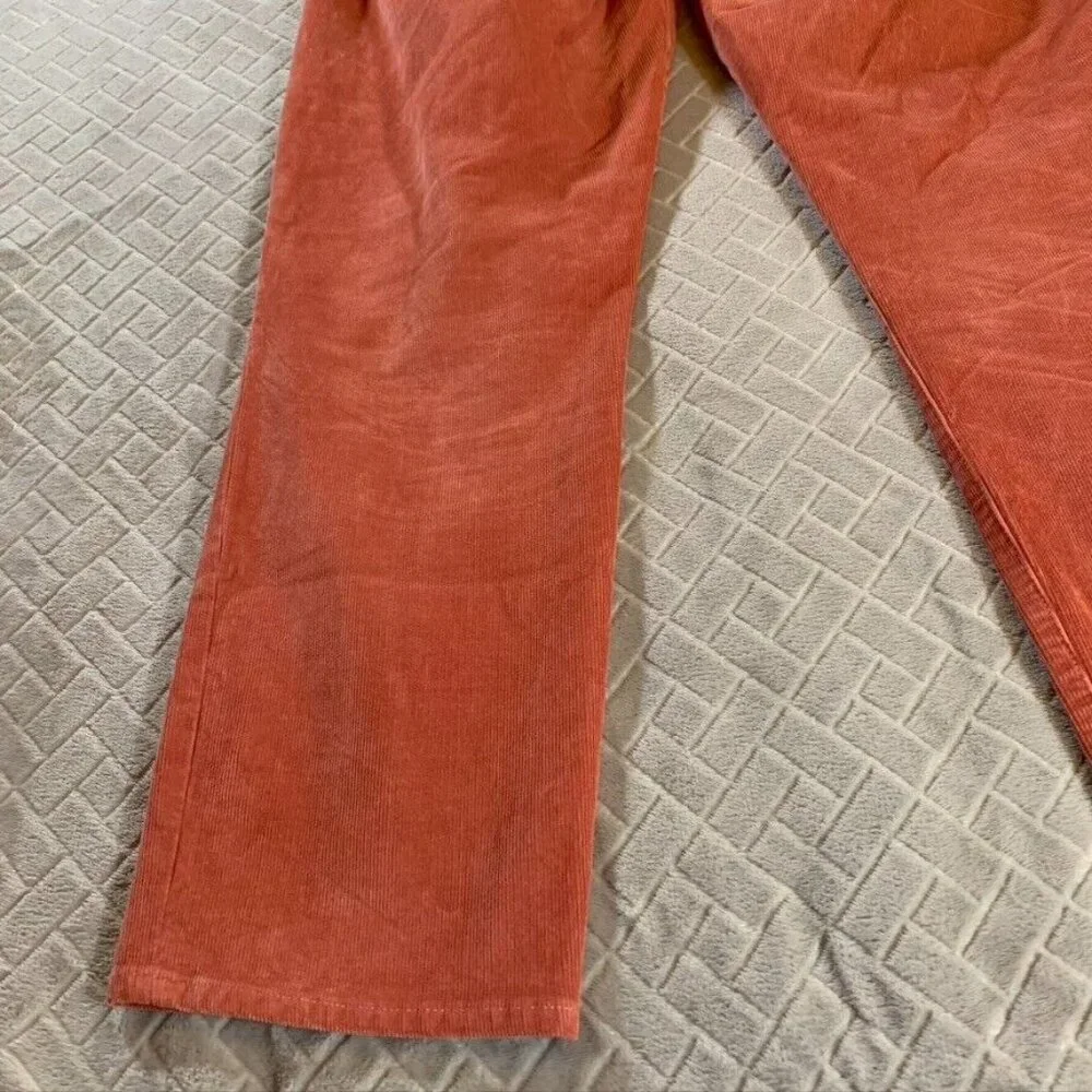 J Crew Womens 32 Corduroy Jeans Coral Orange Slim Straight High Rise Stretch - Picture 12 of 13